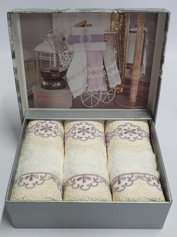 Рушники Maison D'or 3шт Vanessa Set 30x50 Ecru-Beige