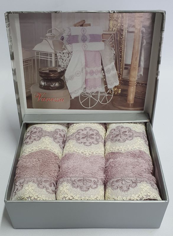 Рушники Maison D'or 3шт Vanessa Set 30x50 Lilac