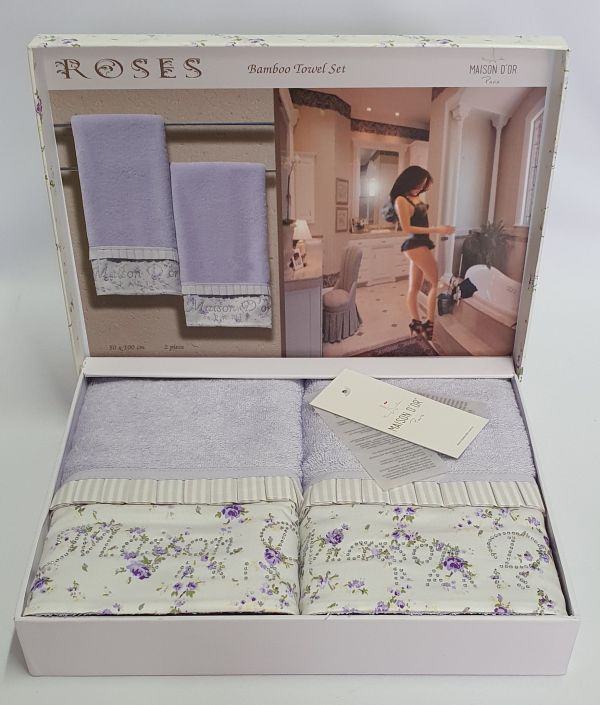 Рушники Maison D'or 2шт Roses Бамбук 50x100 Lilac