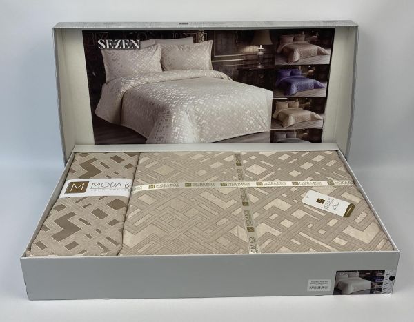 Покривало Moda Box 240х260 з наволочками Sezen Bej