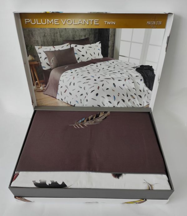 Постільна білизна Maison D'or сатин сімейна Pulume Volante Brown