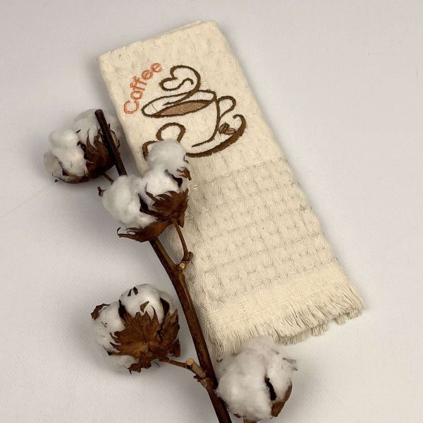 Вафельний кухнний рушник 45х65 Coffee White