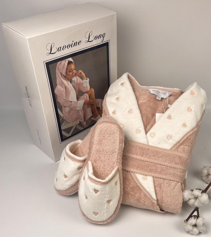 Халат жіночий Maison D'or Lavoine Long Hearts Nude L