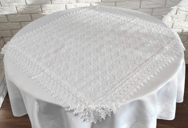 Скатертина квадратна гипюр 85х85 код ST-396 White