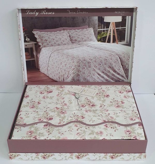 Постільна білизна Maison D'or сатин 160х220 Lady Roses Dark Lilak