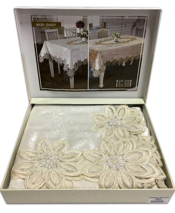 Скатертина Велюр Acme Tekstil 160x220 Daisy Krem