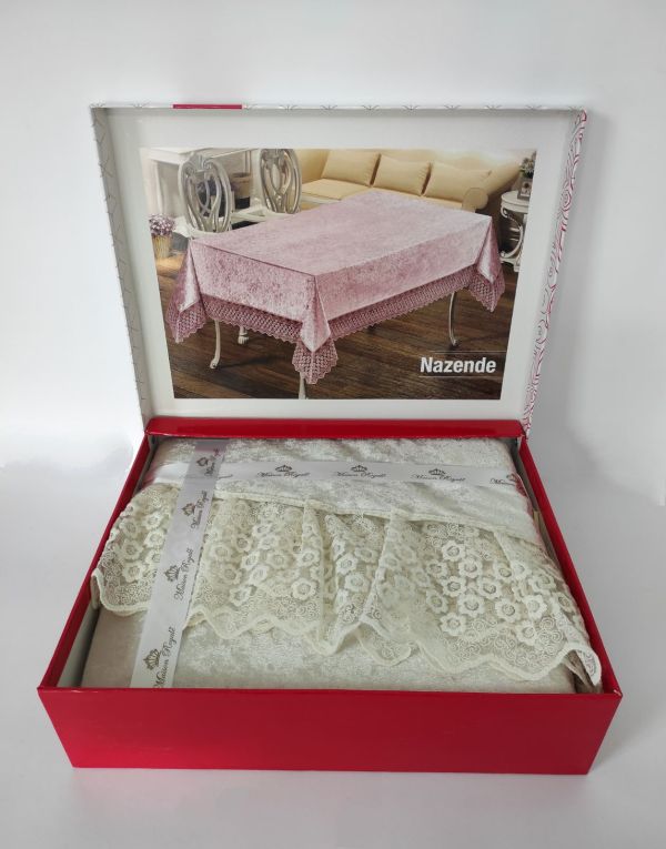 Скатертина Велюр Maison Royale 160x220 ovale Nazende Cream