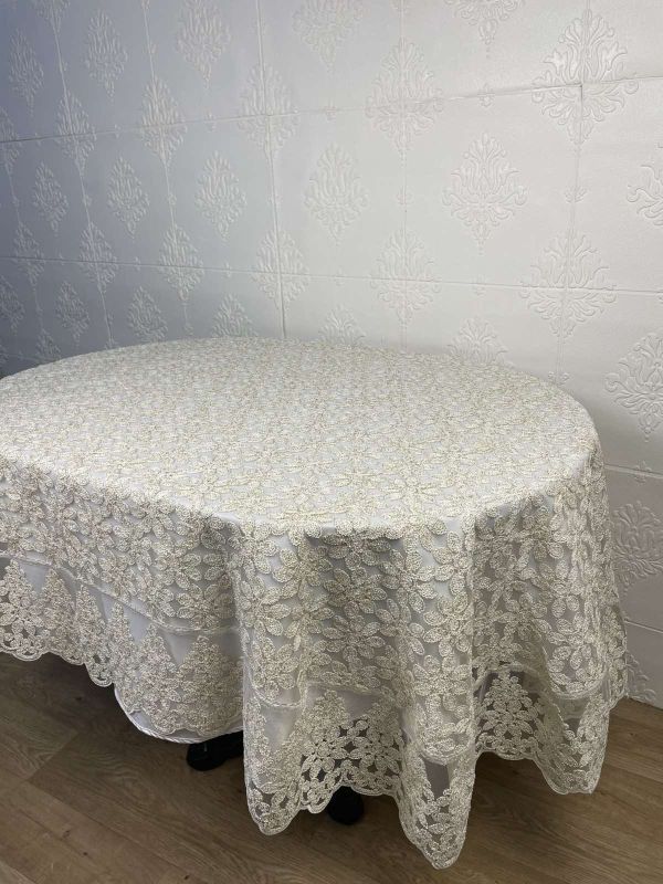 Скатертина Велюр Acme Tekstil 160x300 ovale Lux Daisy Capiccino PVS