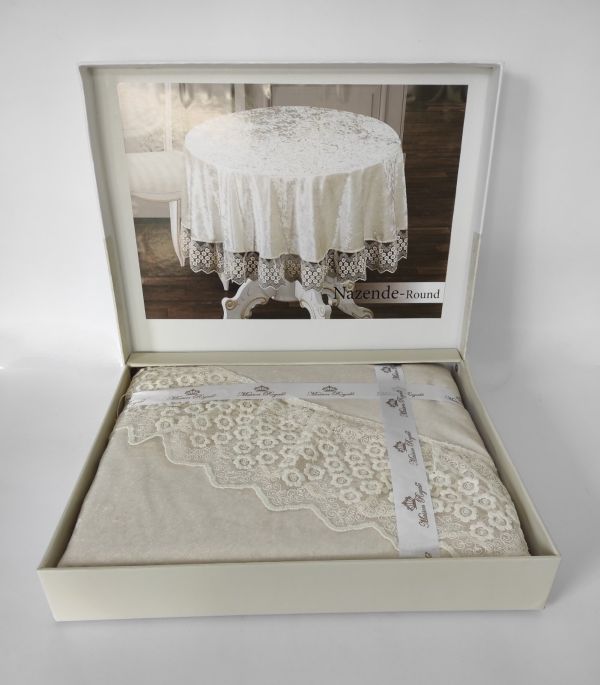 Скатертина Велюр Maison Royale 160 круг Nazende Cream