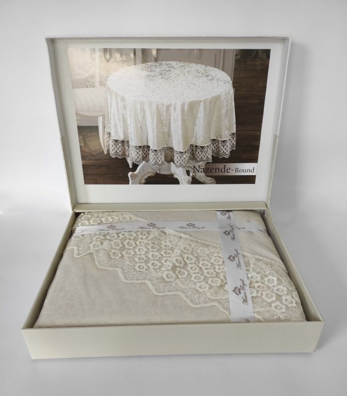 Скатертина Велюр Maison Royale 160 круг Nazende Cream
