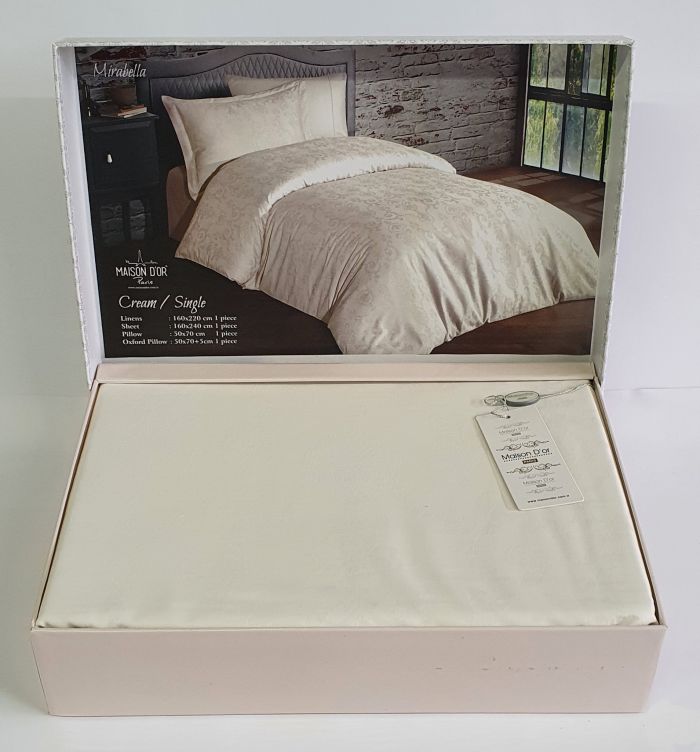 Постільна білизна Maison D'or сатин жаккард 160х220 Mirabella Cream