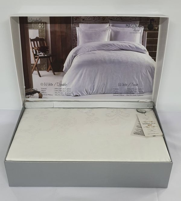 Постільна білизна Maison D'or сатин жаккард 200х220 Mirabella White