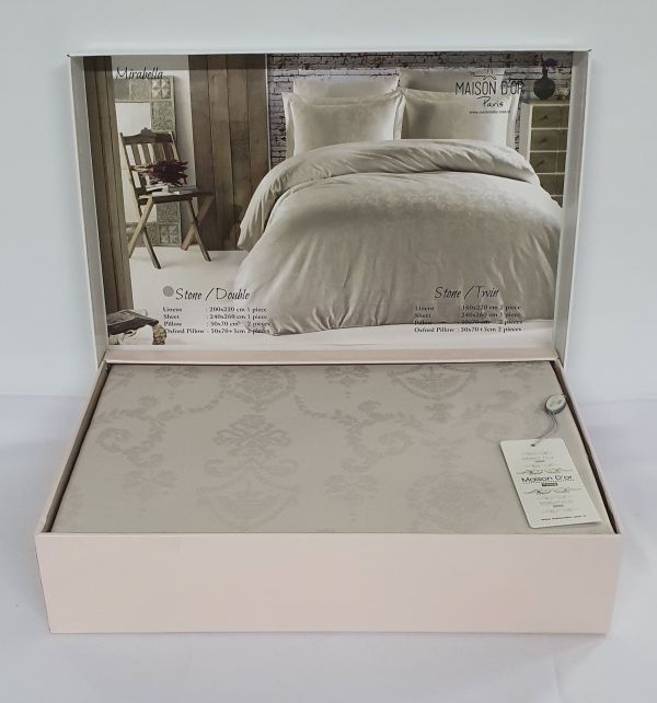 Постільна білизна Maison D'or сатин жаккард 200х220 Mirabella Stone