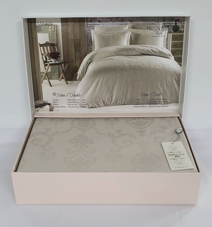 Постільна білизна Maison D'or сатин жаккард 200х220 Mirabella Stone