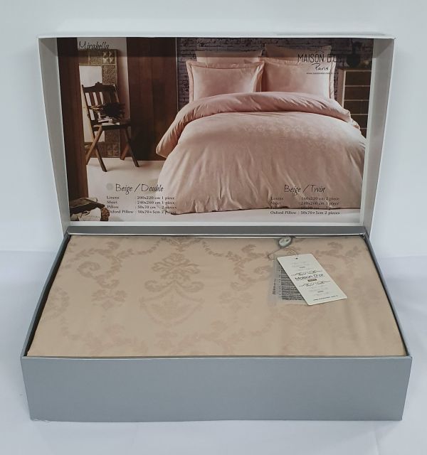 Постільна білизна Maison D'or сатин жаккард 200х220 Mirabella Beige