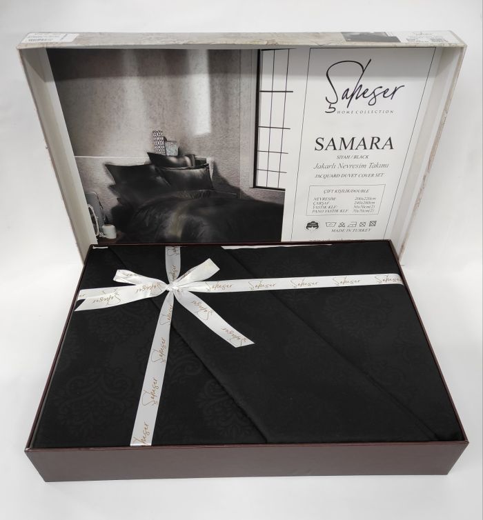 Постільна білизна Saheser Jacquard Vip Satin 200X220 Samara Siyah/black