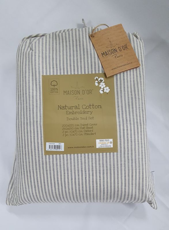 Постільна білизна Maison D'or ранфорс полоска 200х220 Lines stripes Grey