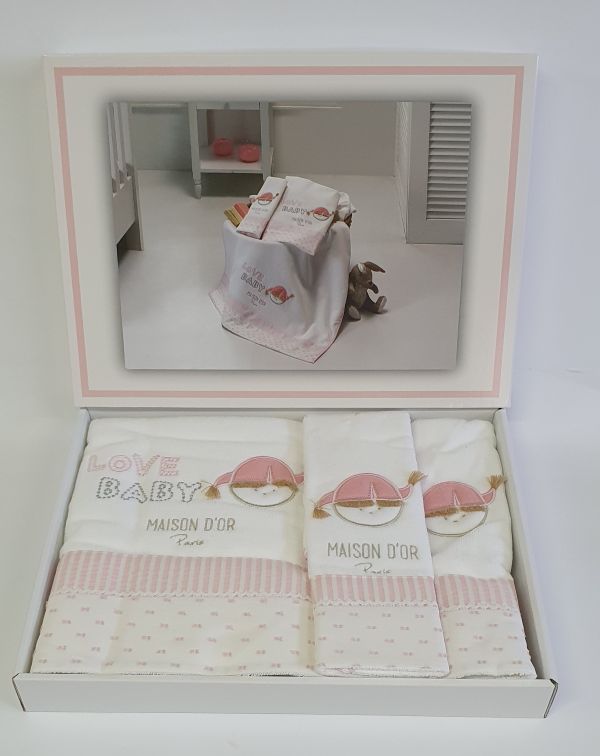 Рушники дитячі Maison D'or 3шт Love Baby
