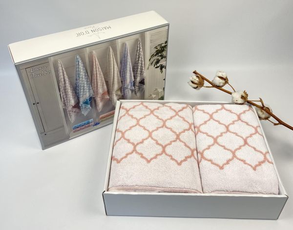 Рушники Maison D'or 2шт Lorenza Pink-White