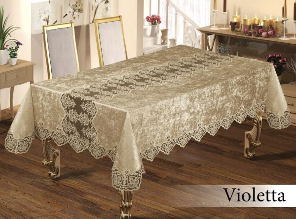 Скатертина Велюр в PVC Maison Royale 160x350 Violetta Cappucino