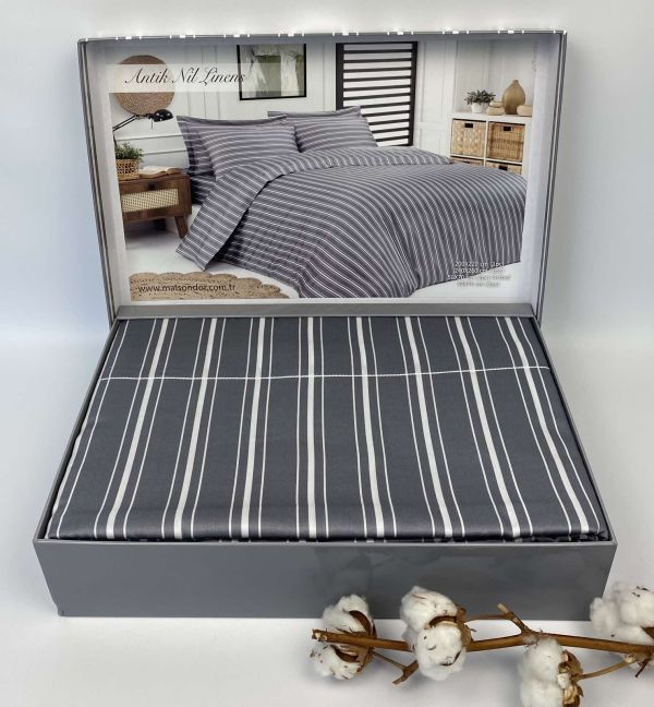 Постільна білизна Maison D'or сатин 200х220 Antik Nil Linens Grey