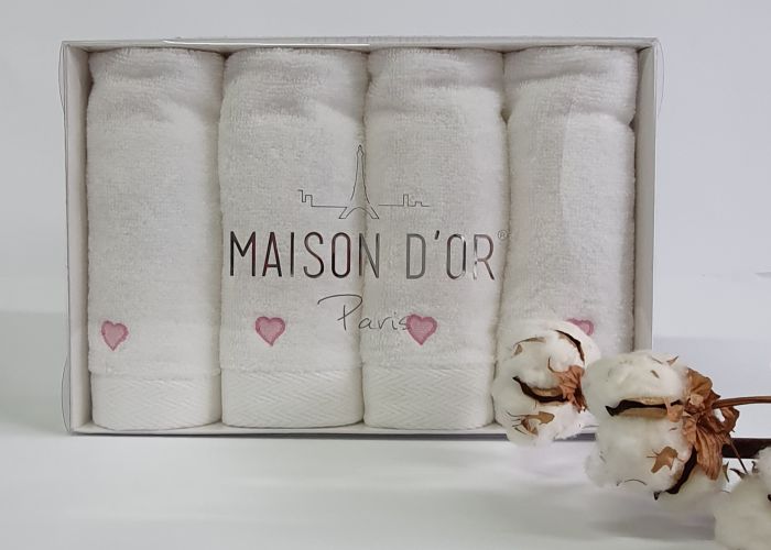 Рушники Maison D'or 4шт Micro Love Set White - Pink