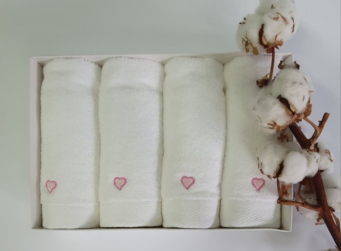 Рушники Maison D'or 4шт Micro Love Set White - Pink