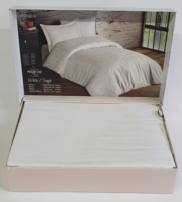 Постільна білизна Maison D'or сатин жаккард 160х220 Mirabella White