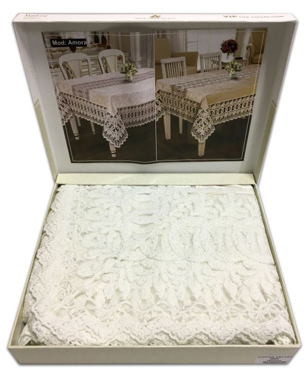 Скатертина Велюр Acme Tekstil 160x300 Amora Krem