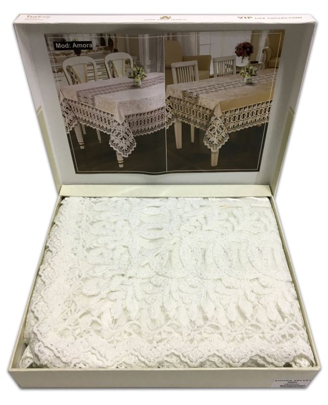 Скатертина Велюр Acme Tekstil 160x300 Amora Krem
