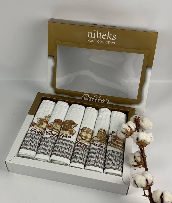 Набір вафельних рушників Nilteks 6 шт Coffe-1