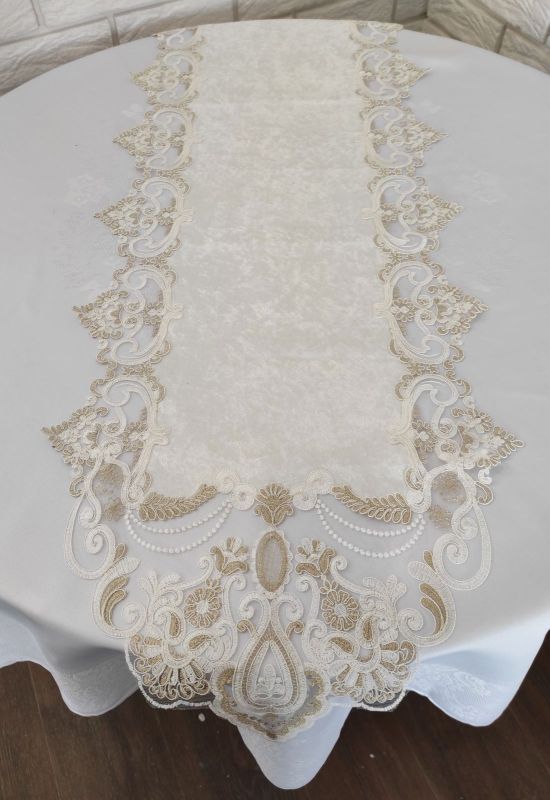 Доріжка велюрова Acme з мереживом 45*100 Melisa Cream