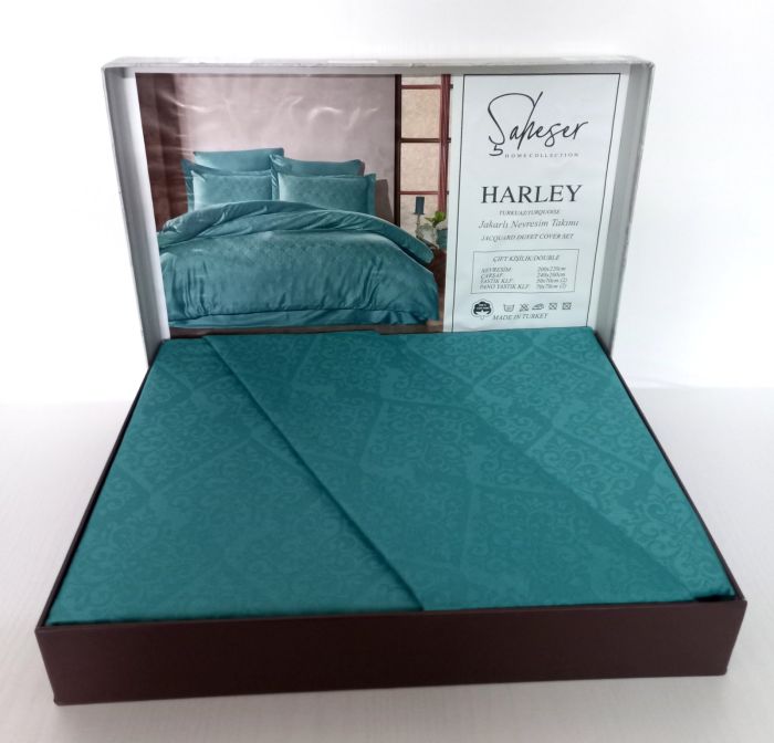 Постільна білизна Saheser Jacquard Vip Satin 200X220 Harley Turkuaz