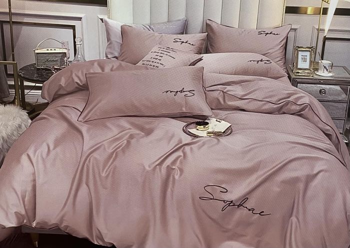 Постільна білизна Koloco сатин з вишивкою 200x230 см Light   Pink