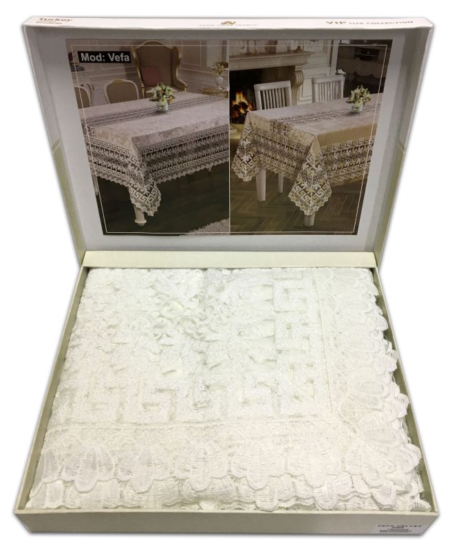Скатертина Велюр Acme Tekstil 160x300 Vefa Krem