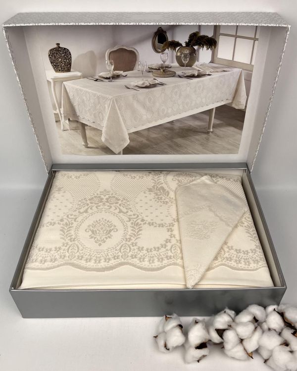 Скатертина Set Maison D'or 160x270+150x260+8pcs+8psc Marinella T.Cloth Ecru