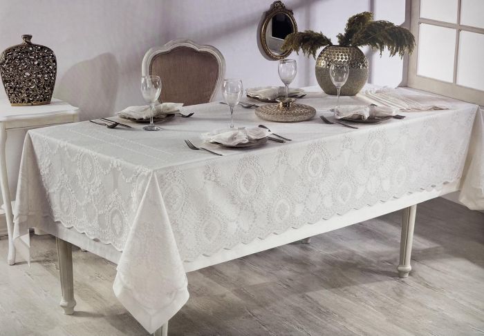 Скатертина Set Maison D'or 160x270+150x260+8pcs+8psc Marinella T.Cloth Ecru