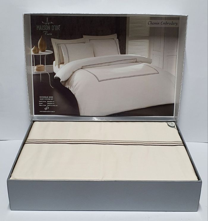 Постільна білизна Maison D'or сатин 200х220 Chemin Embrodery Ecru