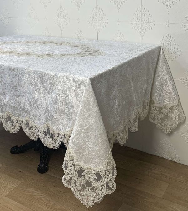 Скатертина Велюр Acme Tekstil 160x220 Lotus Krem PVS