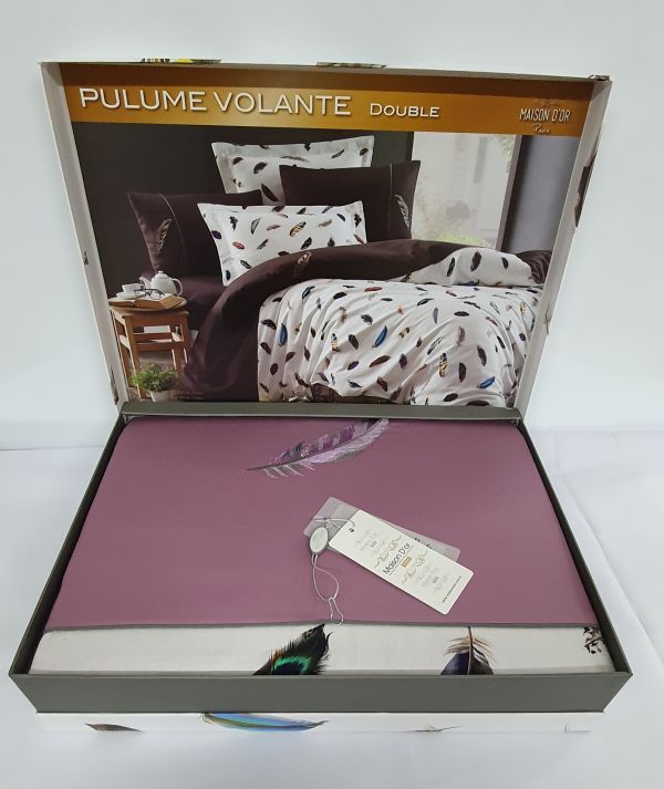 Постільна білизна Maison D'or сатин з вишивкою 200х220 Pulume Volante Dark Lilac