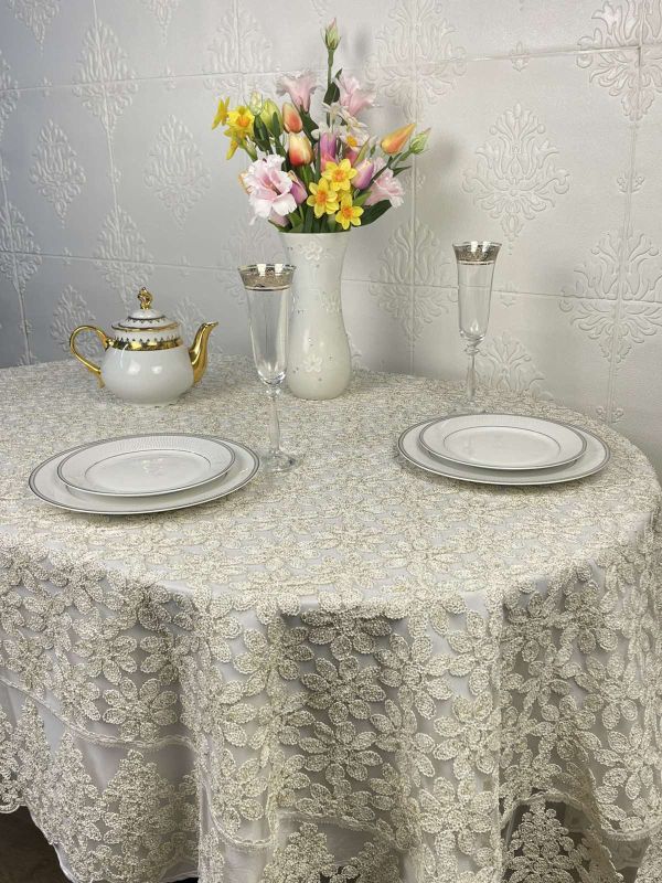 Скатертина Велюр Acme Tekstil 160x220 ovale Lux Daisy Capiccino PVS