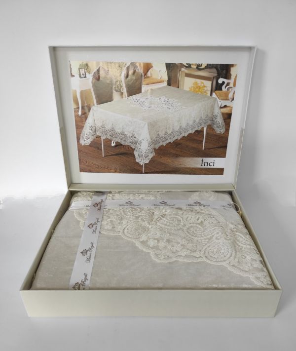 Скатертина Велюр Maison Royale 160 круг Inci Cream