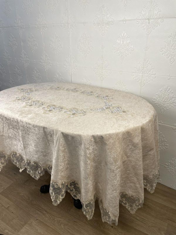 Скатертина Велюр Acme Tekstil 160x260 ovale Kyrien Capiccino PVS