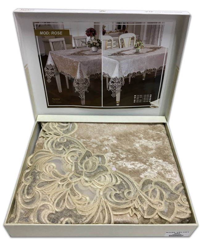 Скатертина Велюр Acme Tekstil 160x220 Rose Capiccino