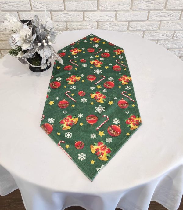 Доріжка "Print" велюр Sagol 35х145 новорічна Yesil