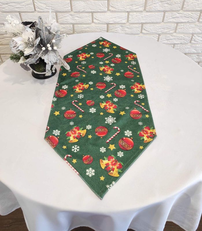 Доріжка "Print" велюр Sagol 35х145 новорічна Yesil