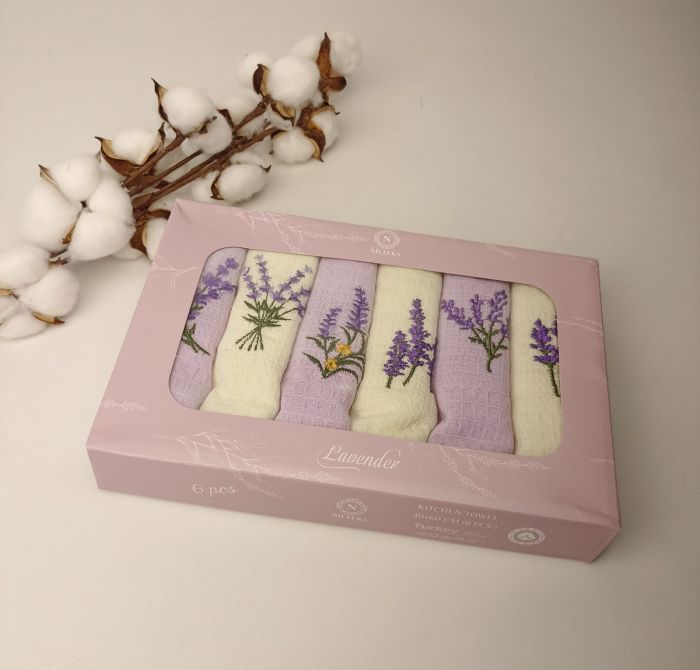 Набір вафельних рушників Nilteks 6 шт Classy Lavender