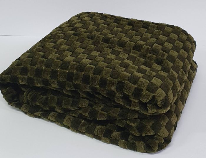 Покривало велюр шахмати 200х220 Dark  Green