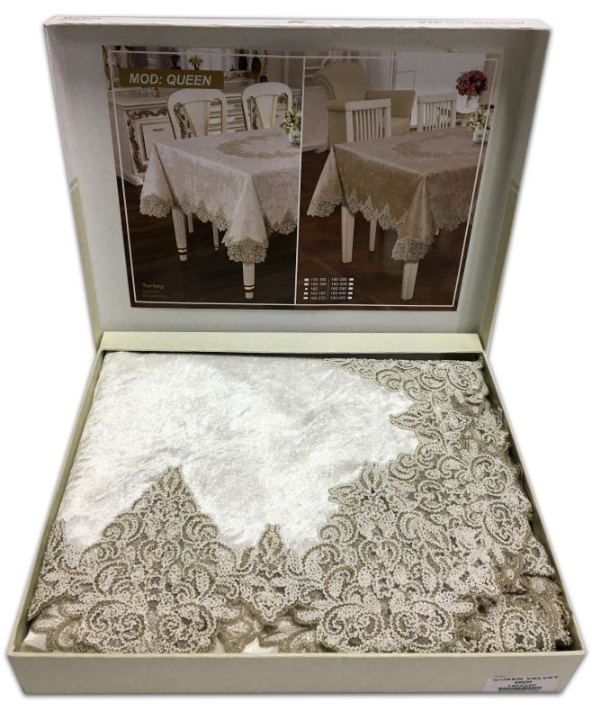 Скатертина Велюр Acme Tekstil 160x220 Quenn Krem