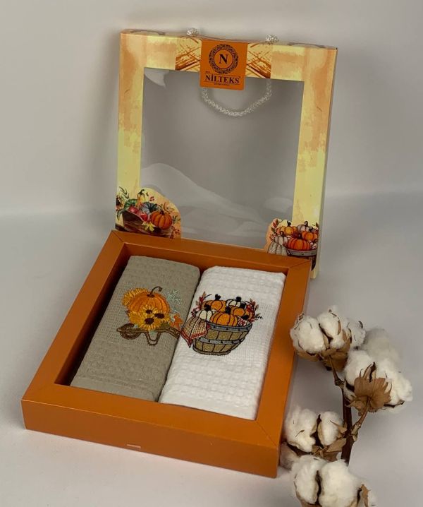 Набір вафельних рушників Nilteks 2шт Pumpkin 1